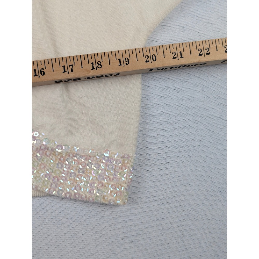 Cable & Gauge Ivory Silk Blend Sequin Trim Two Piece Set Shrug/Bolero Shell XL - Picture 13 of 16